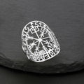 Anillo Vegvisir Brújula Rúnica Vikinga plata
