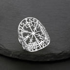 Anillo Vegvisir Brújula Rúnica Vikinga plata
