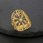 Anillo Vegvisir Brújula Rúnica Vikinga oro