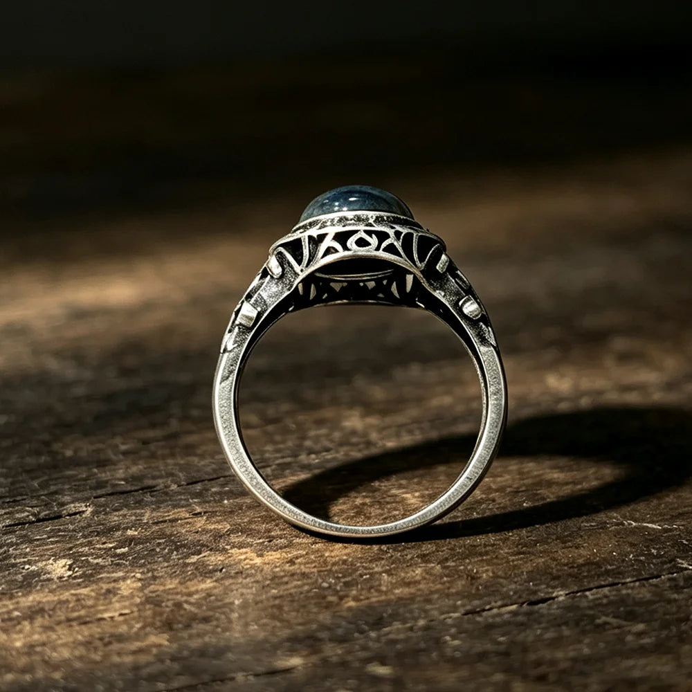 Anillo de estilo antiguo de labradorita