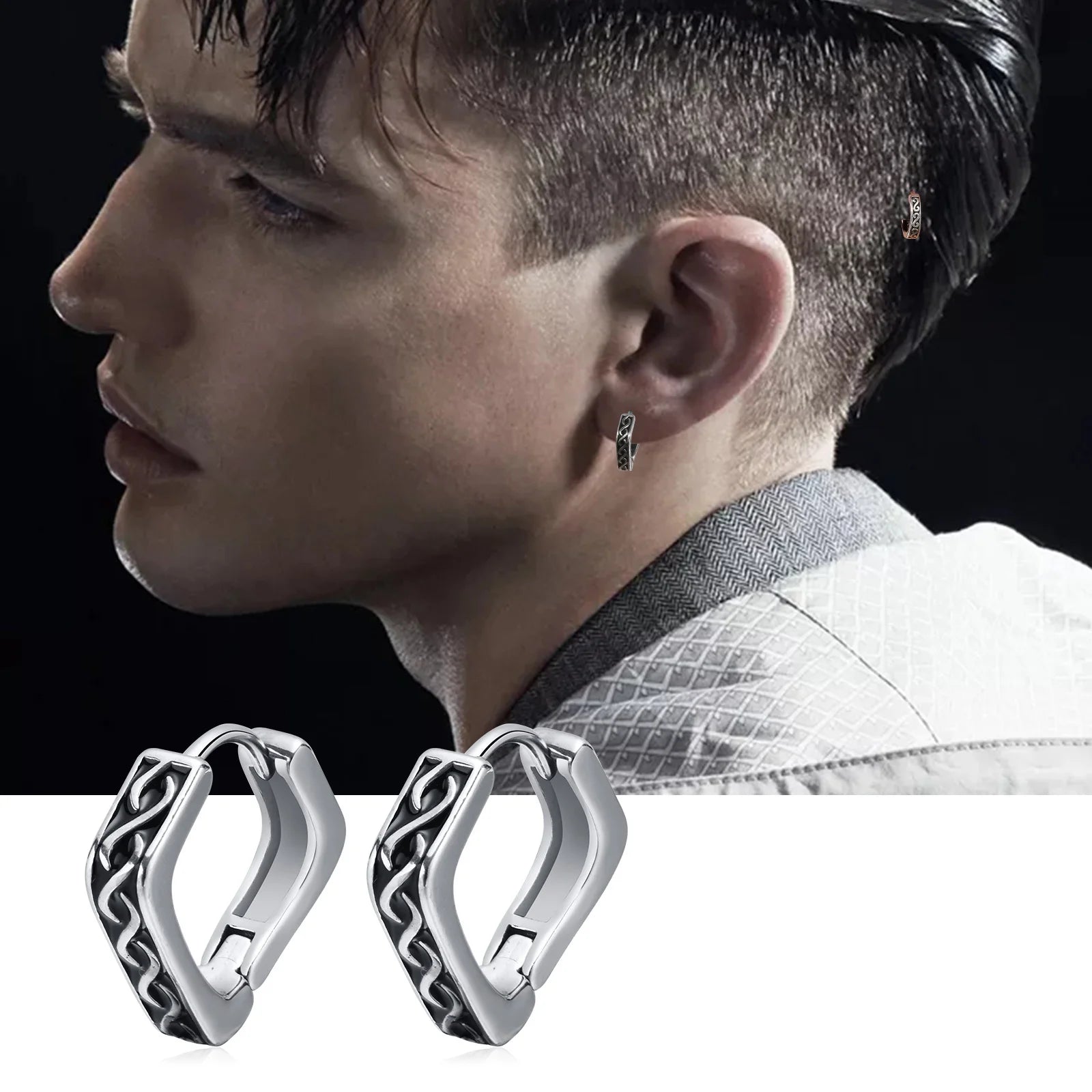 Pendientes Geométricos Vikingos para Hombre