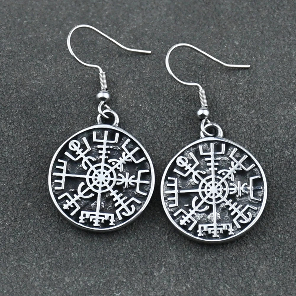 Pendientes Colgantes Brújula Vegvisir Vikinga