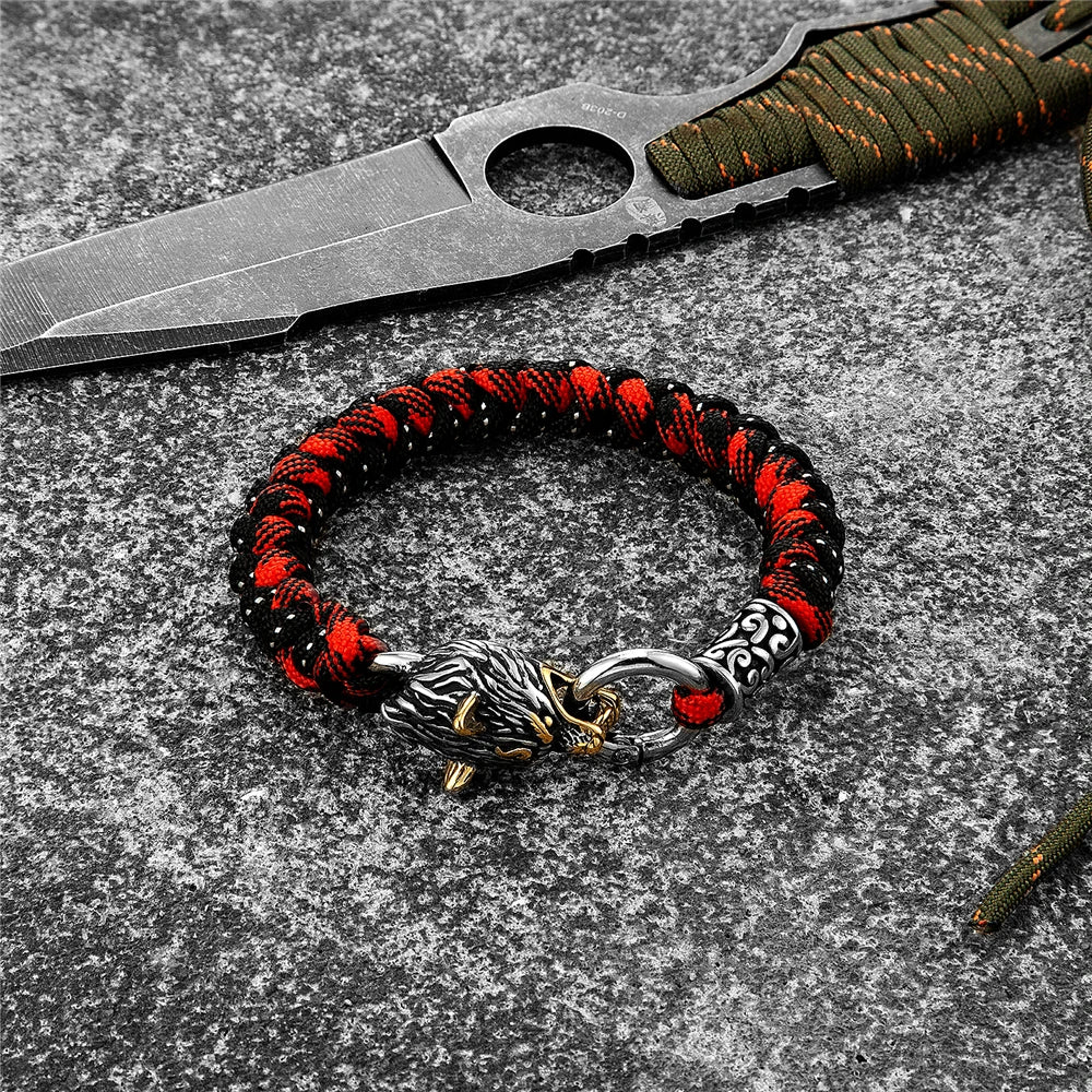 Pulsera Fenrir de Supervivencia - Pulsera de Cuerda de Paracaídas Lobo Vikingo 2