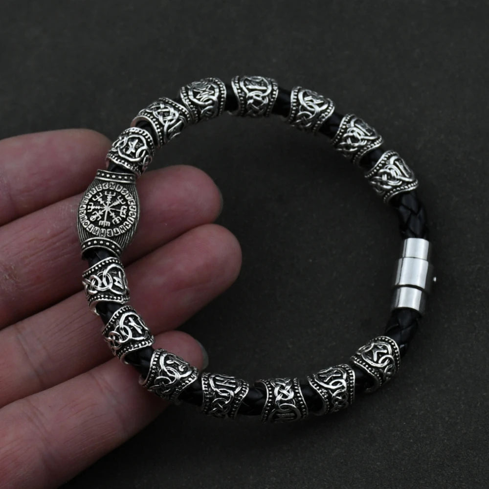 Pulsera Hombre Vikinga Runas Nórdicas plata