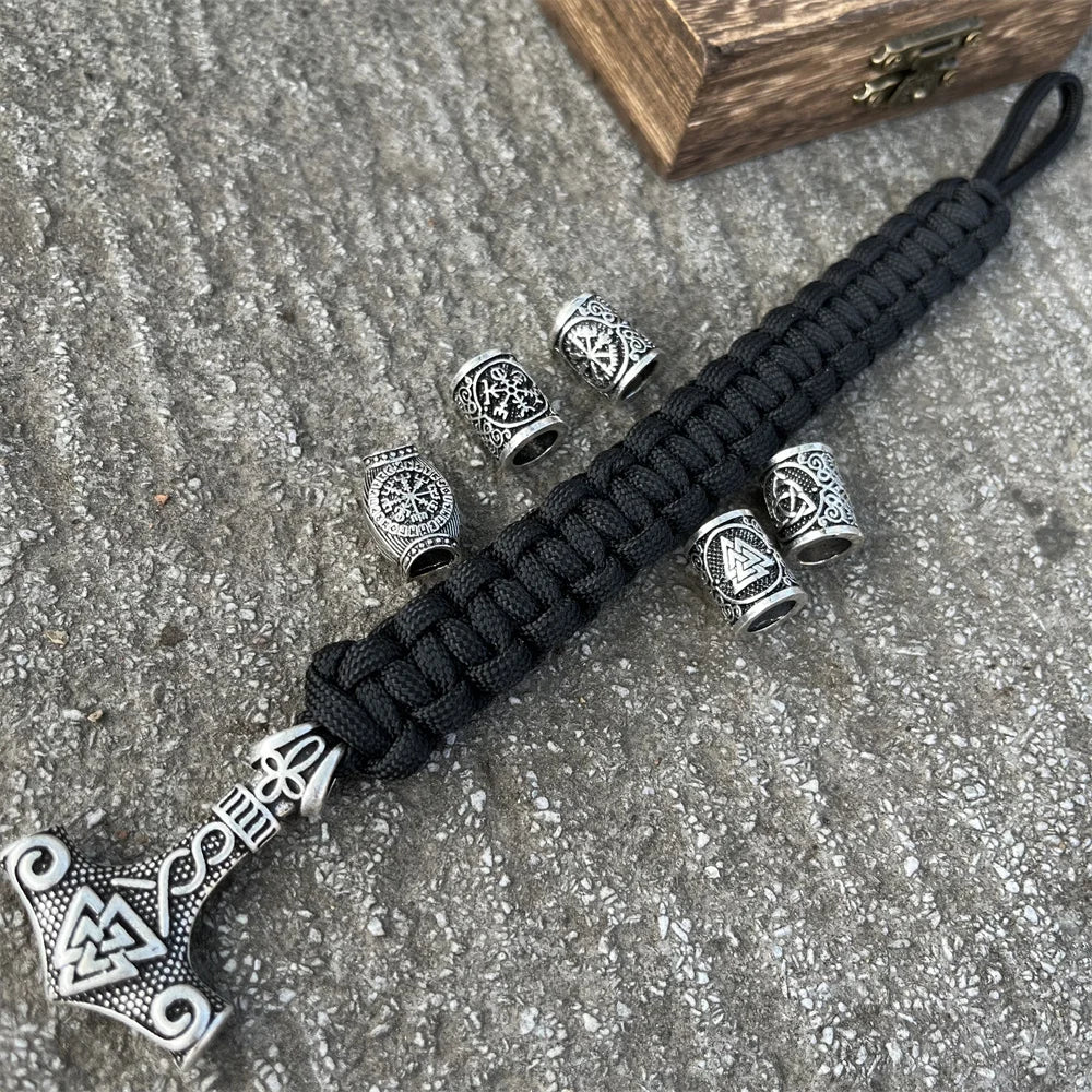 Pulsera Mjolnir - Martillo Thor Hammer Vikingo negro