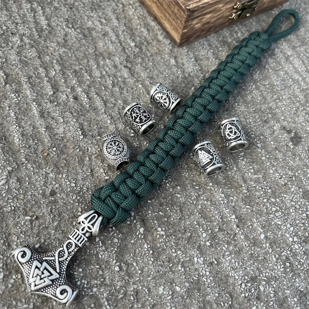 Pulsera Mjolnir - Martillo Thor Hammer Vikingo verde 3 