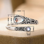 Anillo ajustable de aspecto envejecido con dos piedras lunares