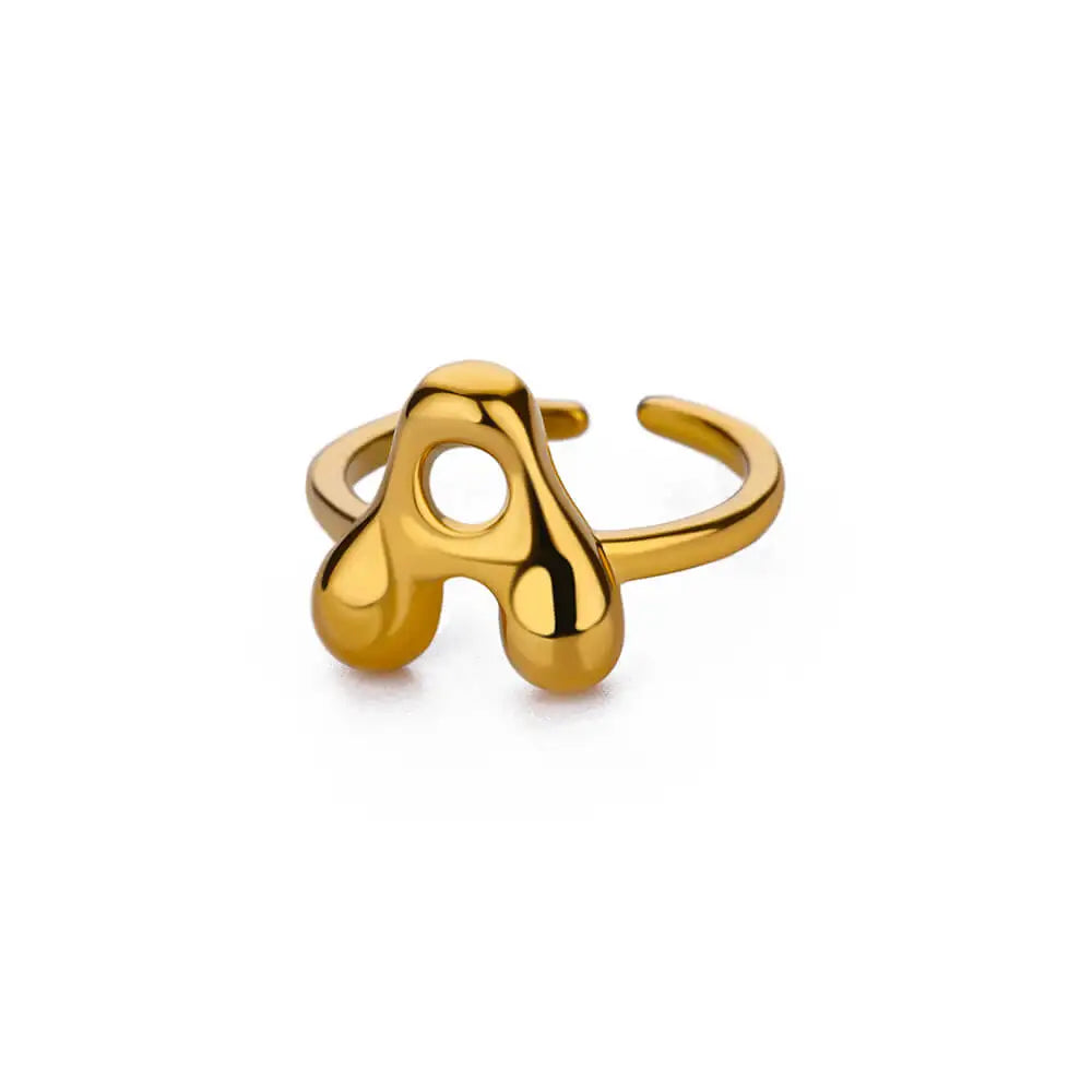 Anillo ajustable personalizado con inicial a