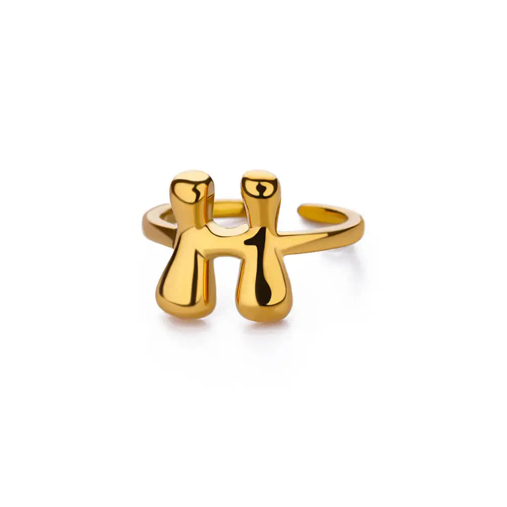 Anillo ajustable personalizado con inicial h