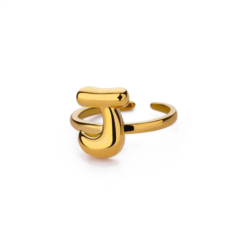 Anillo ajustable personalizado con inicial j