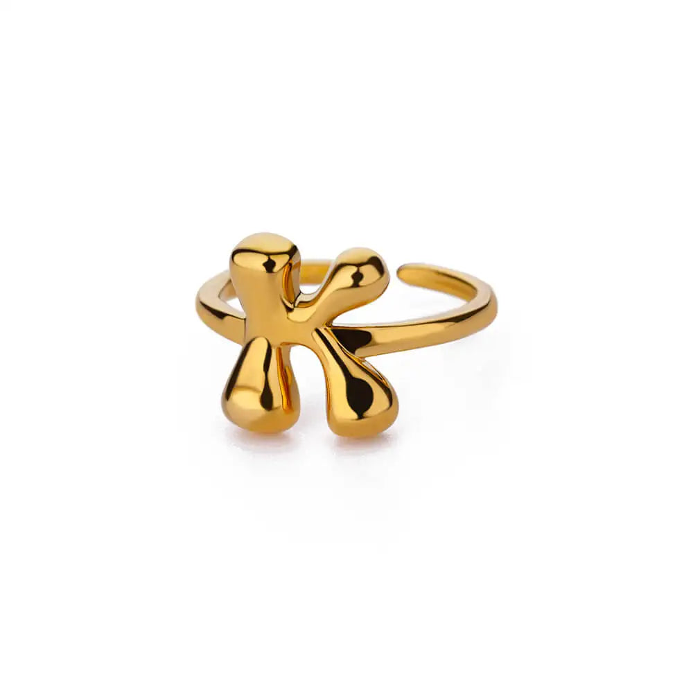 Anillo ajustable personalizado con inicial k