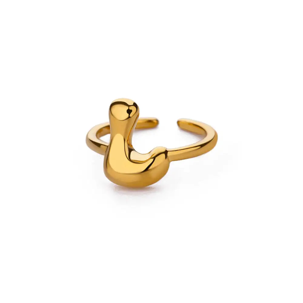 Anillo ajustable personalizado con inicial l