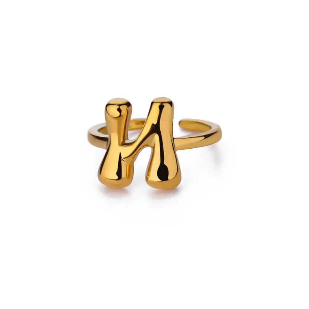 Anillo ajustable personalizado con inicial n