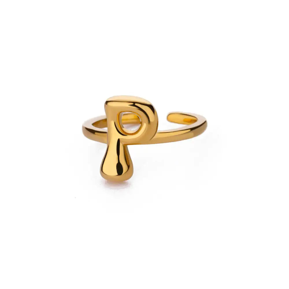 Anillo ajustable personalizado con inicial p