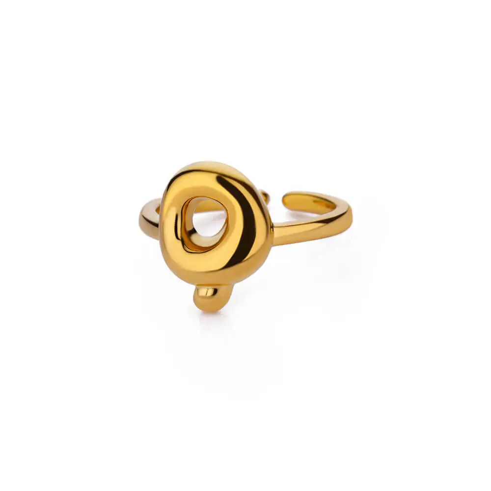 Anillo ajustable personalizado con inicial q