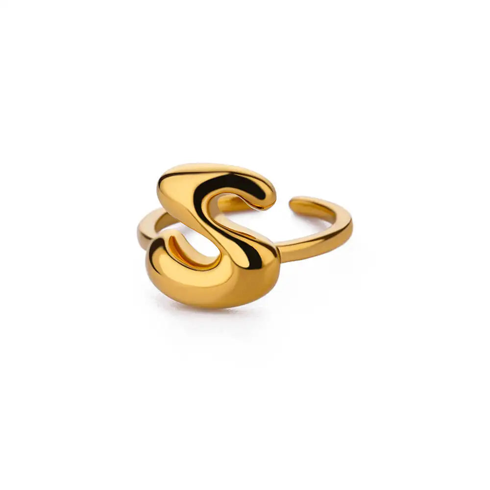 Anillo ajustable personalizado con inicial s