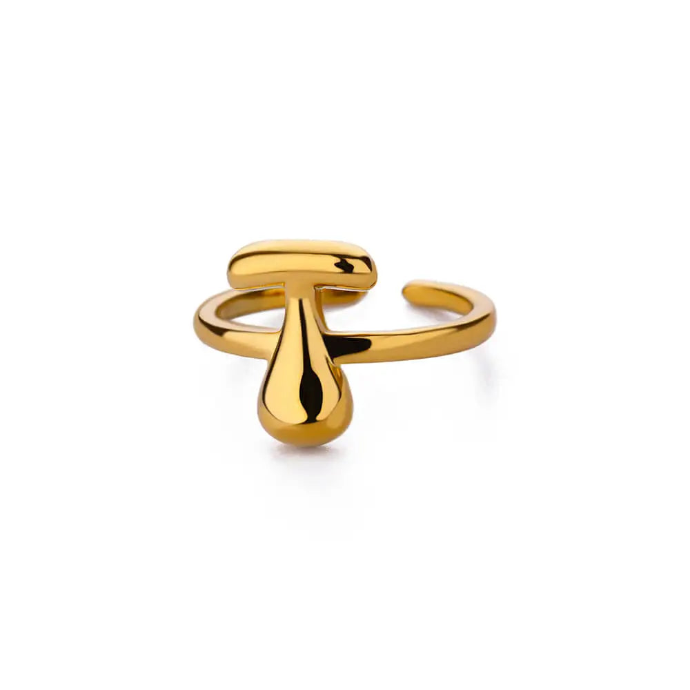 Anillo ajustable personalizado con inicial t