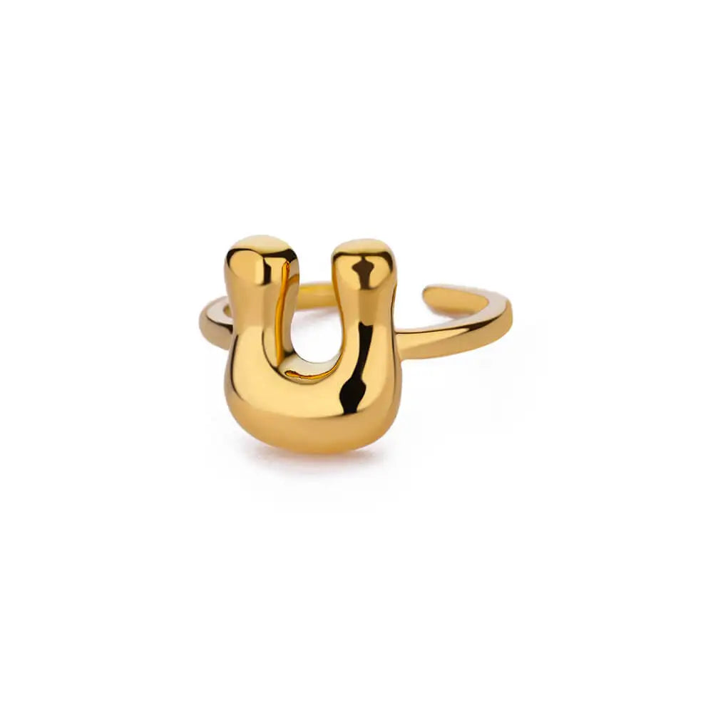 Anillo ajustable personalizado con inicial u