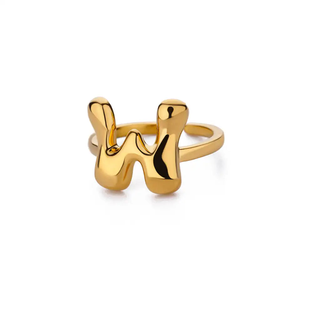 Anillo ajustable personalizado con inicial w