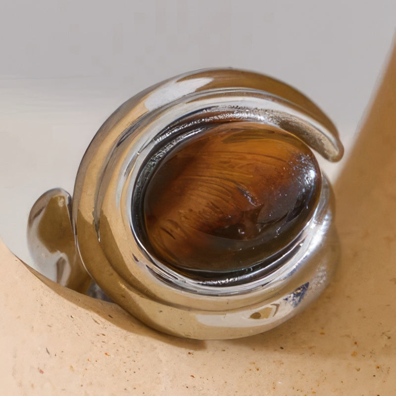 Adjustable ring with tiger's eye stone 