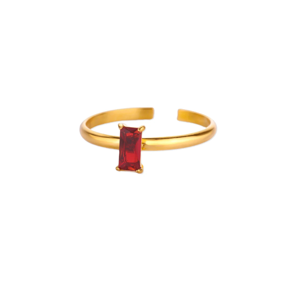 Anillo ajustable con piedra de nacimiento rectangular