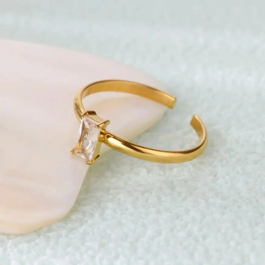 Anillo ajustable con piedra de nacimiento rectangular noviembre