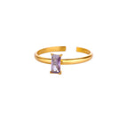 Anillo ajustable con piedra de nacimiento rectangular