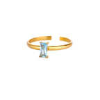 Anillo ajustable con piedra de nacimiento rectangular