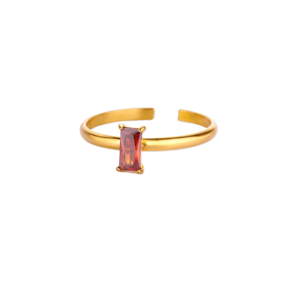 Anillo ajustable con piedra de nacimiento rectangular julio