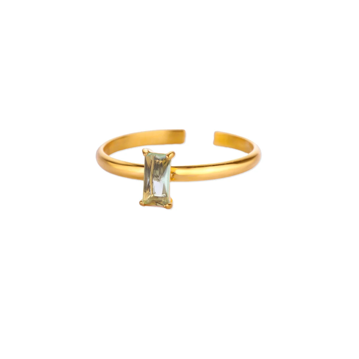 Anillo ajustable con piedra de nacimiento rectangular