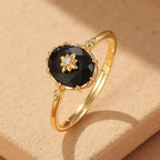 Anillo Ajustable "Encanto Nocturno" en Ágata Negra 