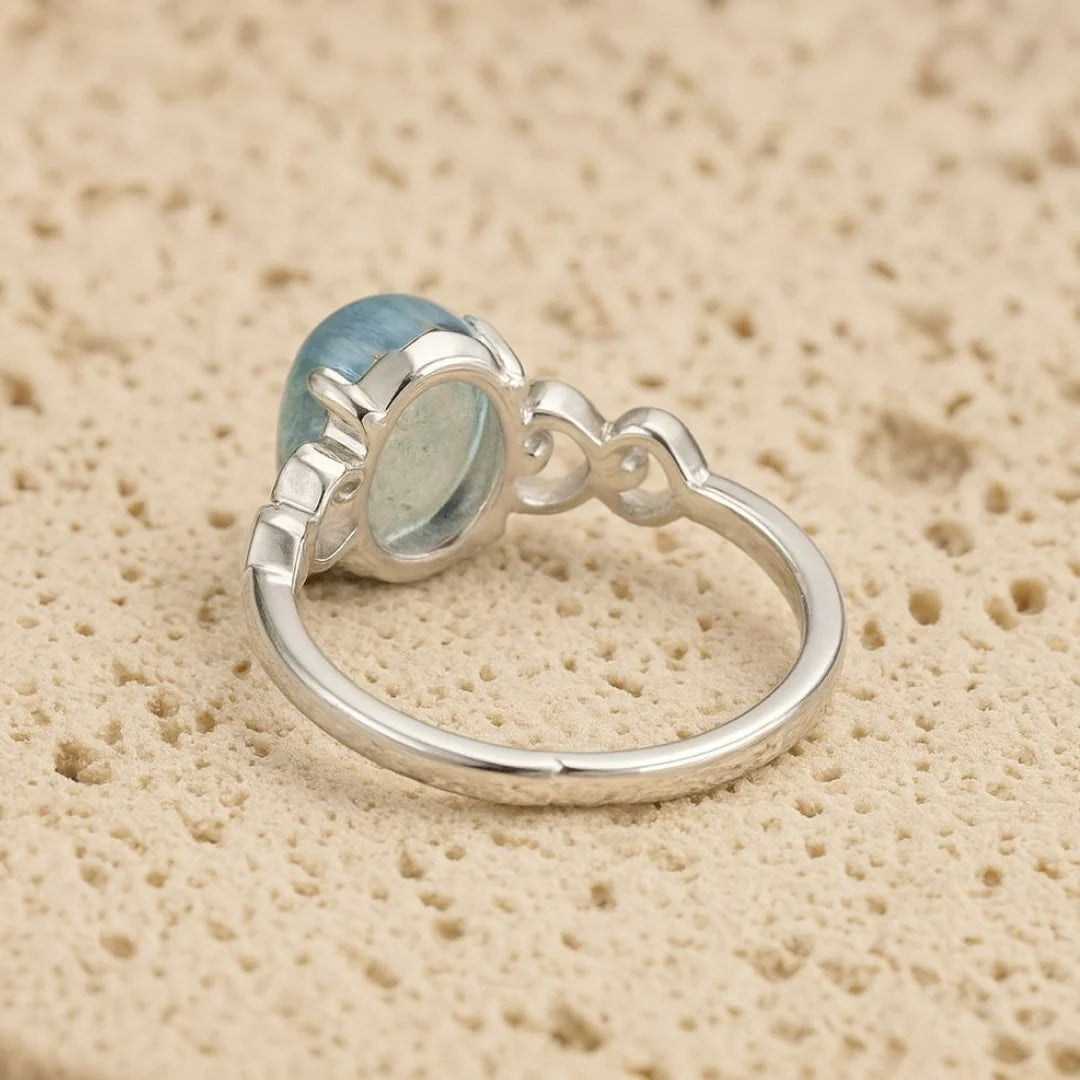 Anillo Ajustable "Cristal de Mar" en Aguamarina 