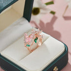 Anillo ajustable flor de cerezo y mariposa oro rosa