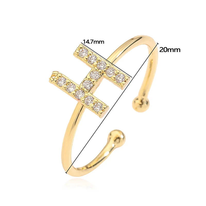 Anillo ajustable personalizado con inicial