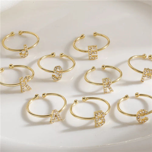 Anillo ajustable personalizado con inicial