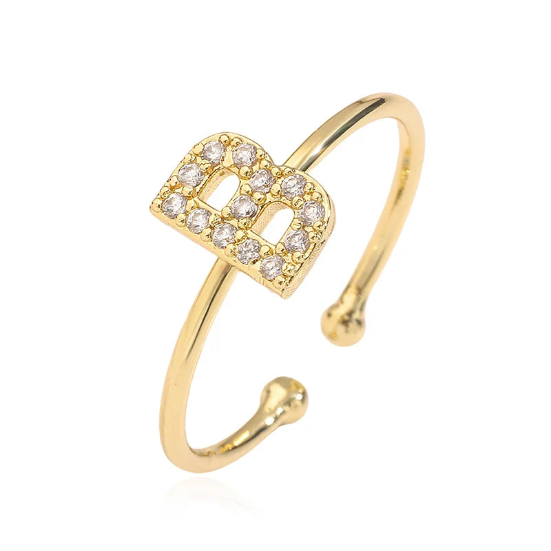 Anillo ajustable personalizado con inicial b