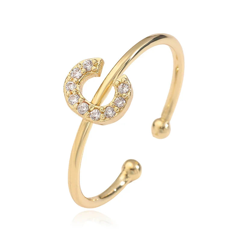 Anillo ajustable personalizado con inicial c