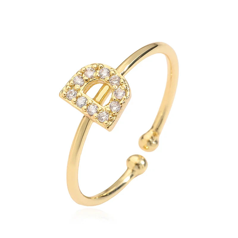 Anillo ajustable personalizado con inicial d