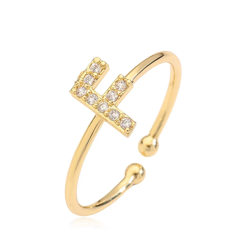 Anillo ajustable personalizado con inicial f