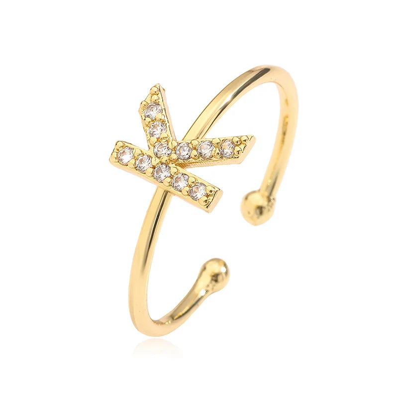 Anillo ajustable personalizado con inicial k