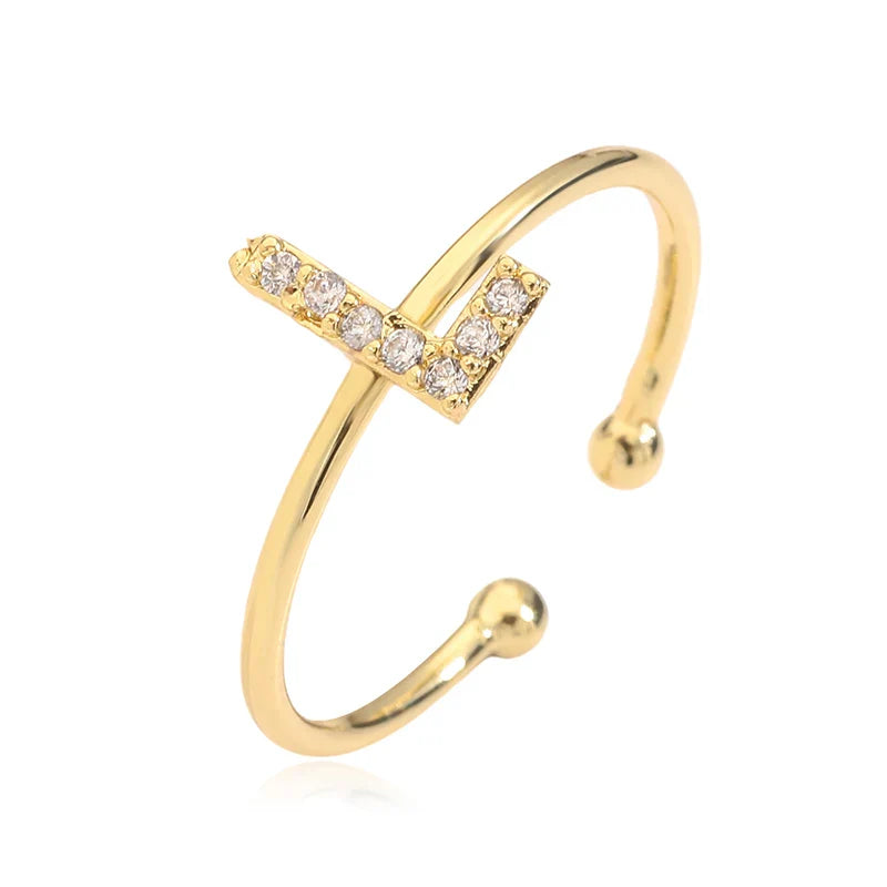 Anillo ajustable personalizado con inicial l