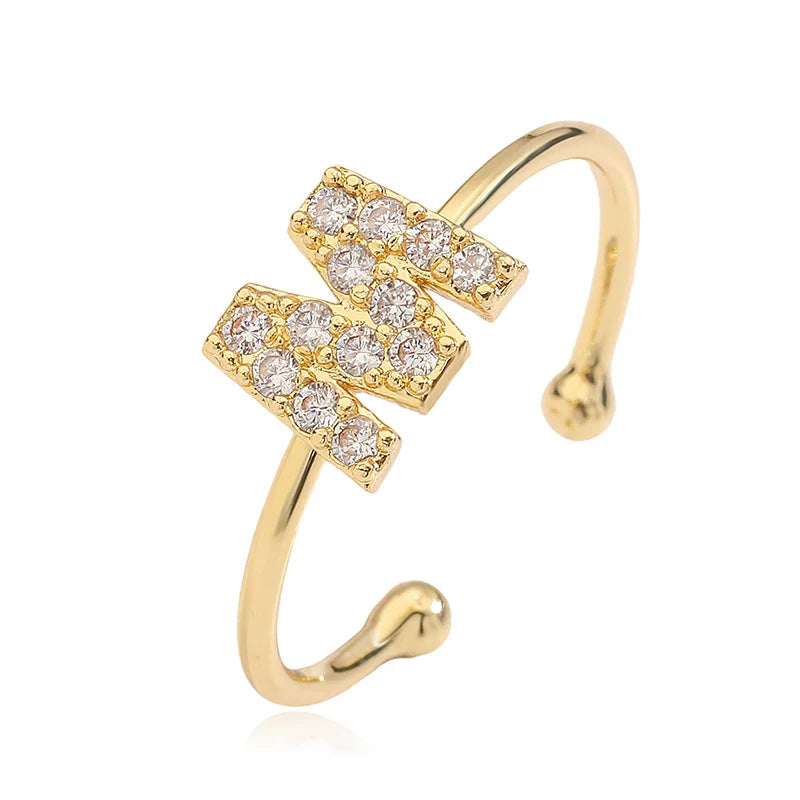 Anillo ajustable personalizado con inicial m