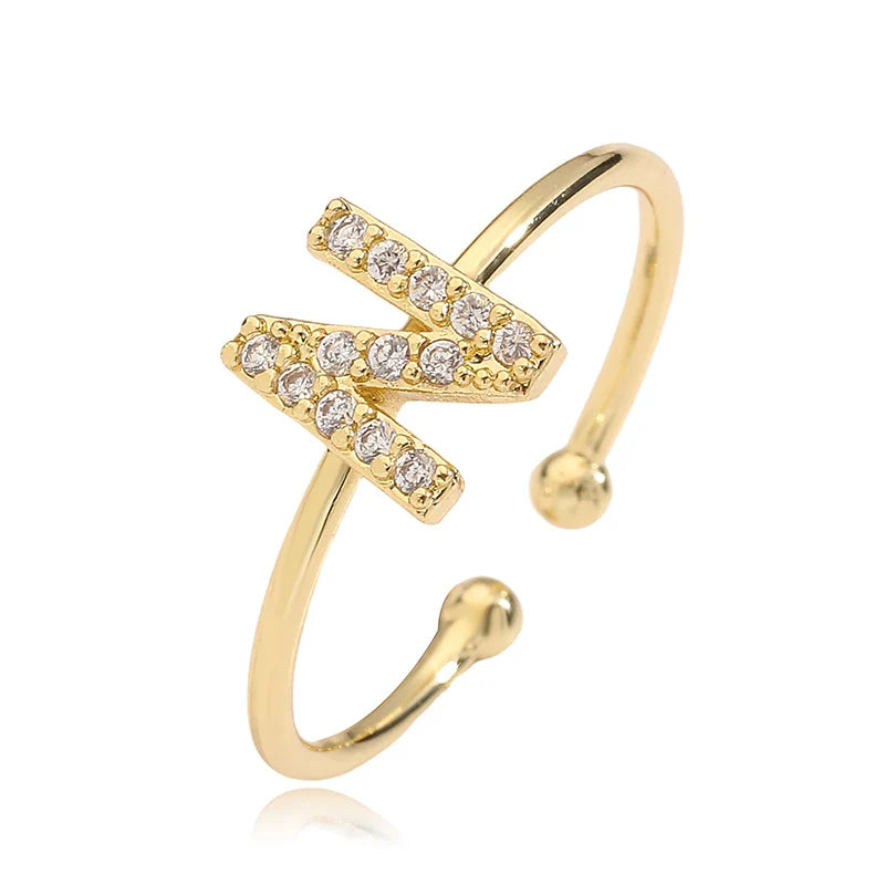 Anillo ajustable personalizado con inicial n