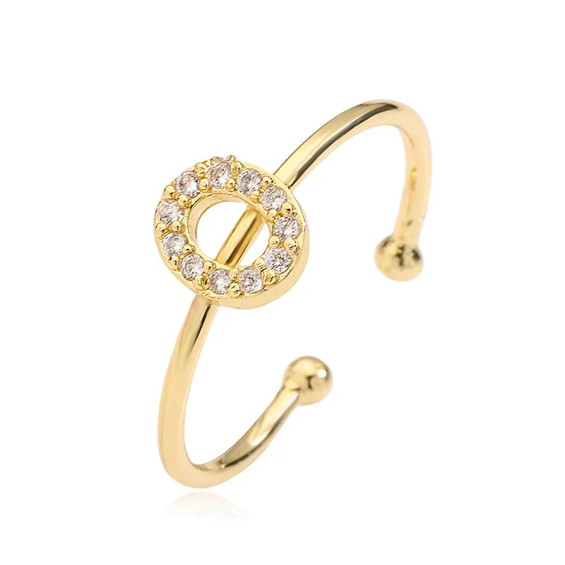 Anillo ajustable personalizado con inicial o