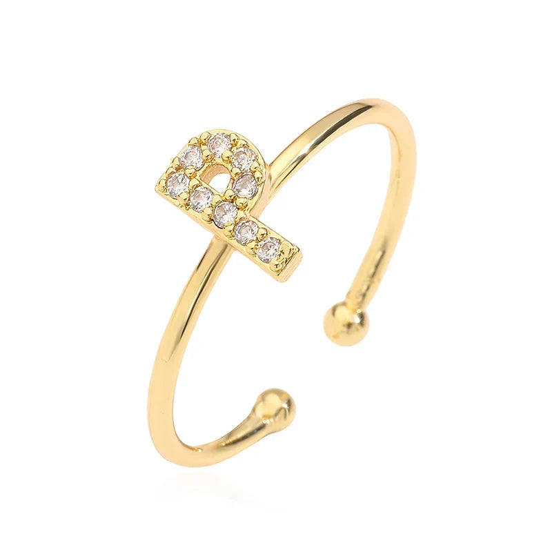 Anillo ajustable personalizado con inicial p