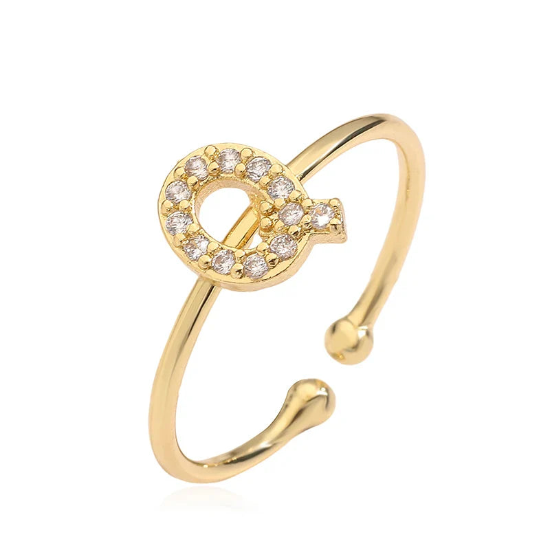 Anillo ajustable personalizado con inicial q