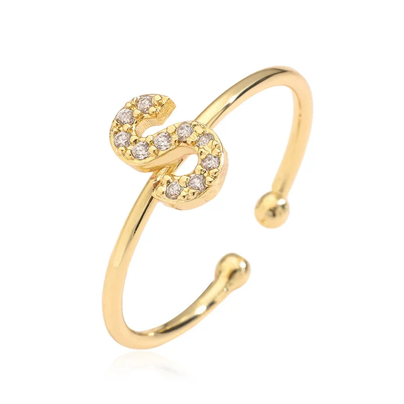 Anillo ajustable personalizado con inicial s