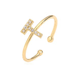 Anillo ajustable personalizado con inicial t