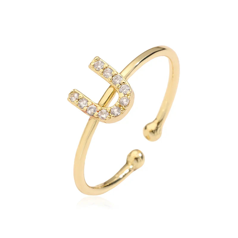 Anillo ajustable personalizado con inicial u