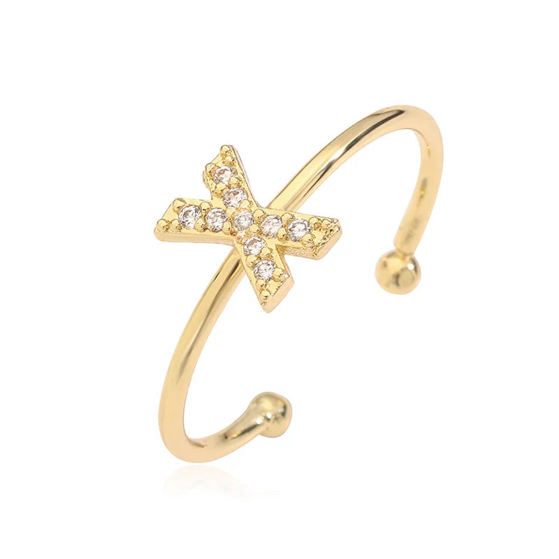 Anillo ajustable personalizado con inicial x